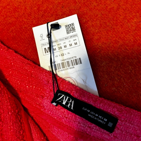 Zara retro coral pink boucle textured mini skort made in Europe NWT - Picture 7 of 10